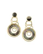 Ippolita 18k Yellow Gold Polished Rock Candy Black Shell Slice & Link Jet Set Drop Earrings