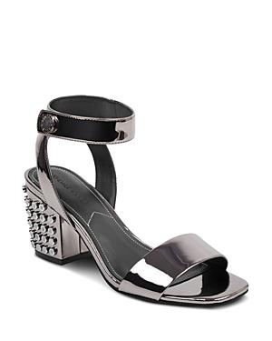 Kendall And Kylie Women's Sophie2 Studded Patent Leather Block Heel Sandals