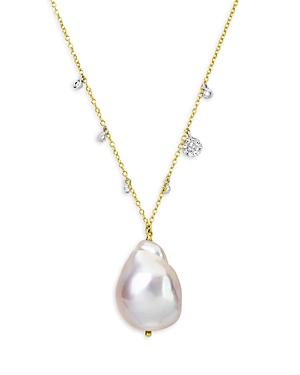 Meira T 14k White & Yellow Gold Baroque Pearl & Diamond Pendant Necklace, 18