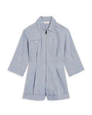 Sandro Alma Chambray Cuffed Hem Romper