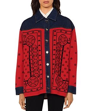 Sandro Jay Mixed Media Bandana Jacket