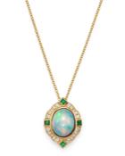 Bloomingdale's Ethiopian Opal, Emerald & Diamond Pendant Necklace In 14k Yellow Gold, 18 - 100% Exclusive