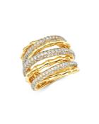 Bloomingdale's Pave Diamond Bamboo Crossover Ring In 14k Yellow Gold, 2.0 Ct. T.w. - 100% Exclusive