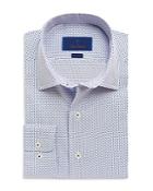 David Donahue Dot Print Fusion Trim Fit Dress Shirt