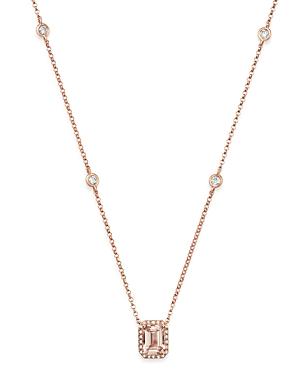Bloomingdale's Morganite & Diamond Pendant Station Necklace In 14k Rose Gold, 18 - 100% Exclusive