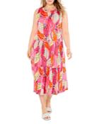Nic + Zoe Plus Feather Leaves Midi Dress
