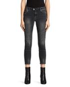 Allsaints Biker Cropped Jeans In Washed Gray