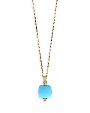 Bloomingdale's Turquoise & Diamond Pendant Necklace In 14k Yellow Gold, 18 - 100% Exclusive