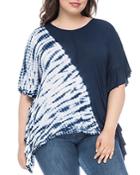 B Collection By Bobeau Curvy Trishe Asymmetric Tie-dyed Top