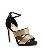 Karen Millen Women's Open Toe Gold-tone Strap High-heel Sandals