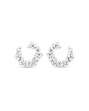 Suzanne Kalan 18k White Gold Diamond Round-cut & Baguette Sideways Spiral Drop Earrings
