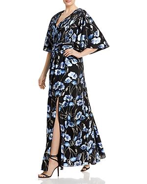 Adrianna Papell Plus Metallic Floral Print Maxi Dress