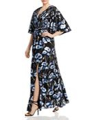 Adrianna Papell Plus Metallic Floral Print Maxi Dress