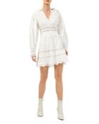 French Connection Biton Balloon Sleeve Broderie Mini Dress