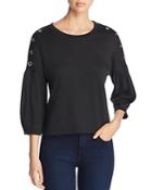 Coin Grommet-trimmed French Terry Top