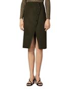 Sandro Peny Wool-blend Asymmetric Wrap Skirt