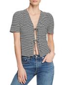 Honey Punch Striped Tie-front Tee