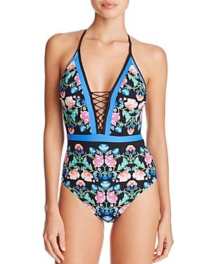 Nanette Lepore Damask Floral One Piece Swimsuit