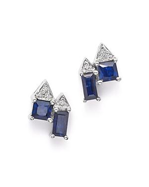 Dana Rebecca Designs 14k White Gold Kristen Kylie Stud Earrings With Dark Blue Sapphires And Diamonds