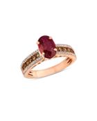 Bloomingdale's Ruby, White Diamond And Brown Diamond Ring In 14k Rose Gold - 100% Exclusive