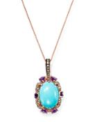 Bloomingdale's Turquoise, Amethyst & Brown Diamond Pendant Necklace In 14k Rose Gold, 18 - 100% Exclusive