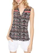 Sanctuary Crafted-border Sleeveless Top