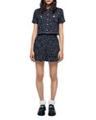Maje Lag Trompe L'oeil Tweed Pleated Skort