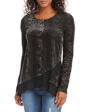 Karen Kane Burnout Velvet Sheer Hem Top