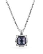 David Yurman Chatelaine Pave Bezel Pendant Necklace With Black Orchid And Diamonds