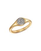 Adina Reyter 14k Yellow Gold Pave Diamond Disc Small Signet Ring
