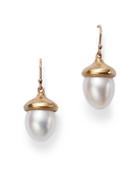 Annette Ferdinandsen Design 14k Yellow Gold Cultured Pearl Acorn Drop Earrings