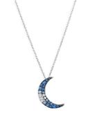 Bloomingdale's Blue & White Sapphire Moon Pendant Necklace In 14k White Gold, 18 - 100% Exclusive