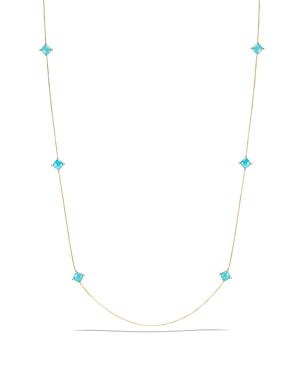 David Yurman Chatelaine Long Station Necklace With Turquoise And Diamonds In 18k Gold