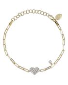 Meira T 14k Yellow Gold Diamond Heart Bracelet