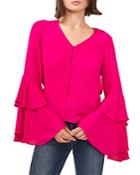 Vince Camuto Bell Sleeve Button Front Blouse