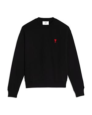 Ami Small Adc Organic Cotton Logo Embroidered Crewneck Sweatshirt