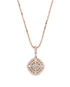 Diamond Pave Circle Pendant Necklace In 14k Rose Gold, .55 Ct. T.w.