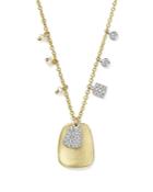 Meira T 14k White And Yellow Gold Disc Pendant Necklace With Diamond And Cultured Freshwater Pearl Charms, 18