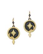 Armenta 18k Yellow Gold & Blackened Sterling Silver Old World Champagne Diamond Serpent Disc Drop Earrings