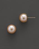 Cultured Freshwater & Natural Color Peach Pearl Stud Earrings, 10mm