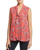 Cupcakes And Cashmere Jared Floral Print Tie-neck Top