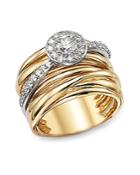 Diamond Pave Multi Band Ring In 14k White And Yellow Gold, .80 Ct. T.w.