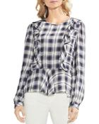 Vince Camuto Plaid Ruffle Top