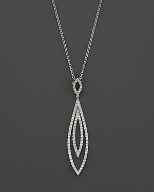 Diamond Double Layer Drop Pendant Necklace In 14k White Gold, 1.0 Ct. T.w.