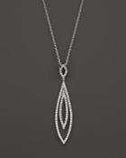 Diamond Double Layer Drop Pendant Necklace In 14k White Gold, 1.0 Ct. T.w.
