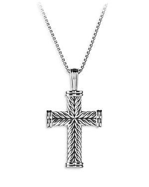 David Yurman Sterling Silver Chevron Large Cross Pendant