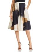 Donna Karan Brushstroke Print A-line Midi Skirt
