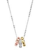 Michael Kors Mercer Tri-tone Ring Pendant Necklace In 14k Gold-plated Sterling Silver, 14k Rose Gold-plated Sterling Silver & Sterling Silver, 16
