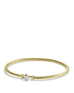 David Yurman Cable Collectibles Heart Bracelet With Diamonds In Gold