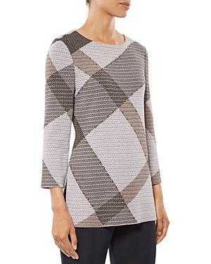 Misook Diagonal Plaid Knit Tunic